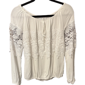 Soho Lightweight White Lace Detail Blouse by New York & Co.